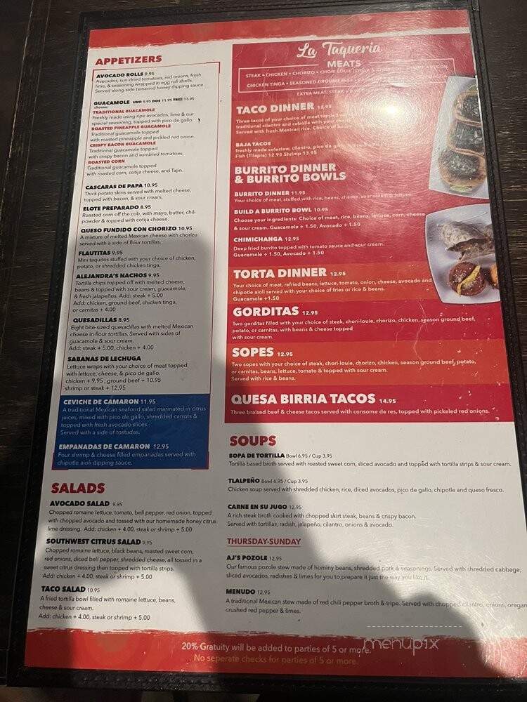 Alejandra's Mexican Cuisine - Northlake, IL menu_pic