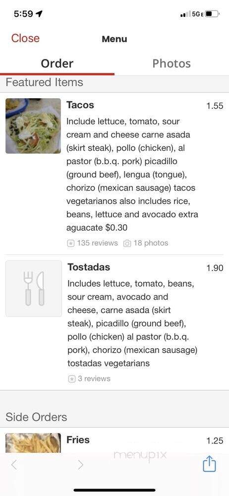 Allende Restaurant - Chicago, IL menu_pic