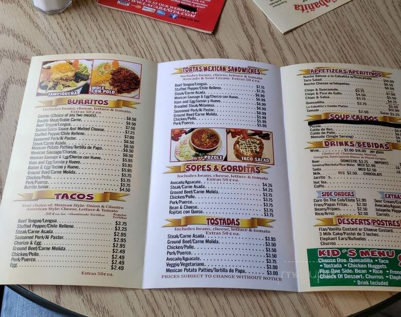 La Cabanita - Brookfield, IL menu_pic