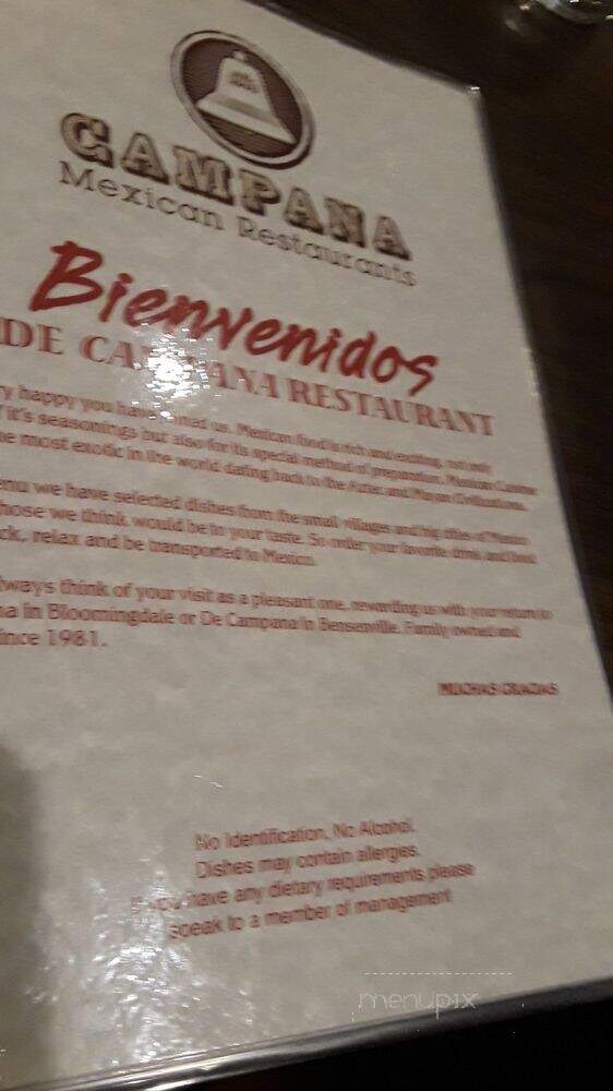 La Campana Mexican Restaurant - Bloomingdale, IL menu_pic