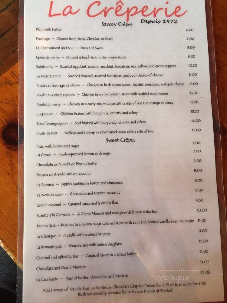 La Creperie - Chicago, IL menu_pic