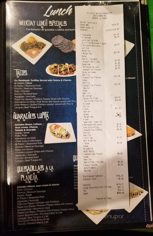 La Lupita - Berwyn, IL menu_pic