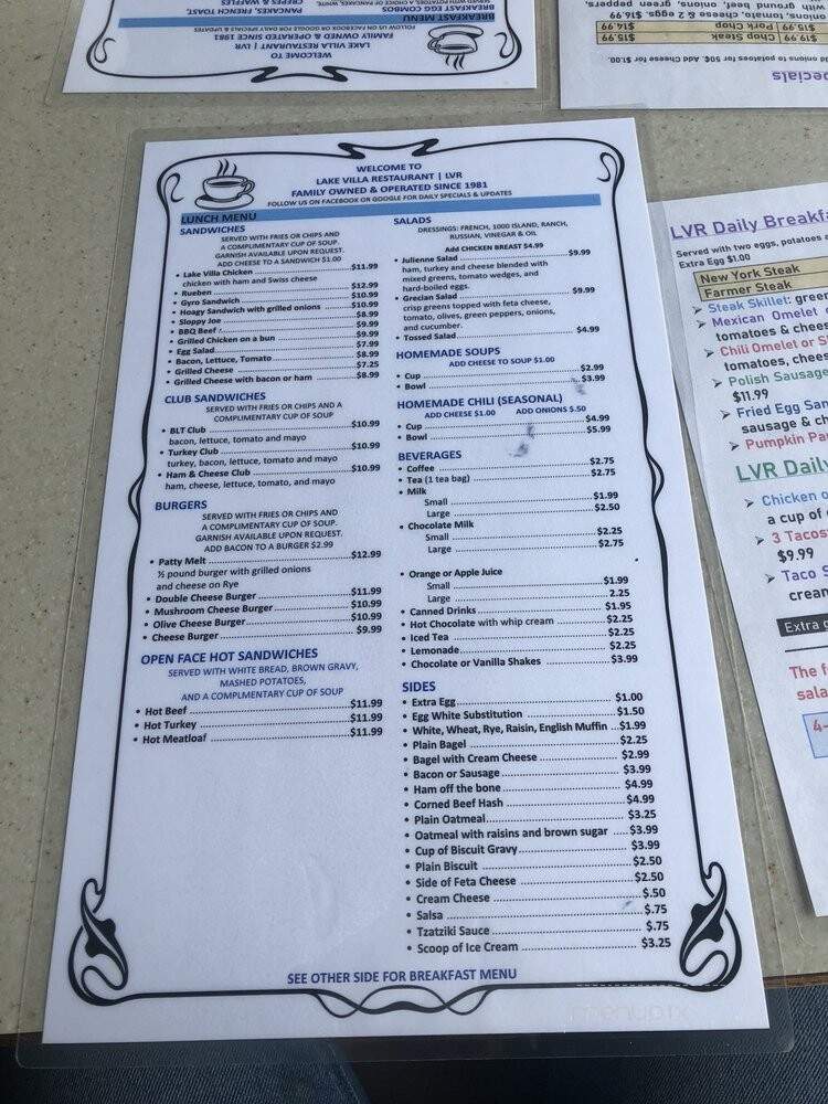Lake Villa Restaurant - Lake Villa, IL menu_pic