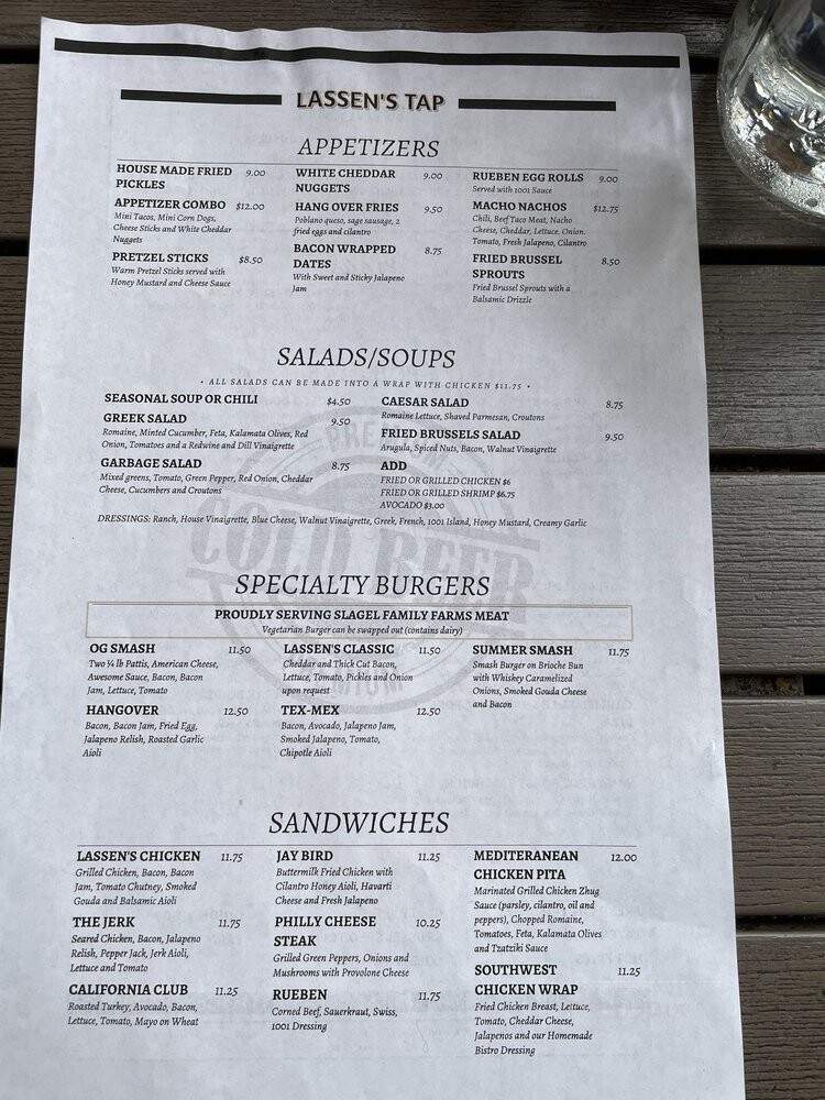 Lassen's Sports Bar & Grill - Homewood, IL menu_pic