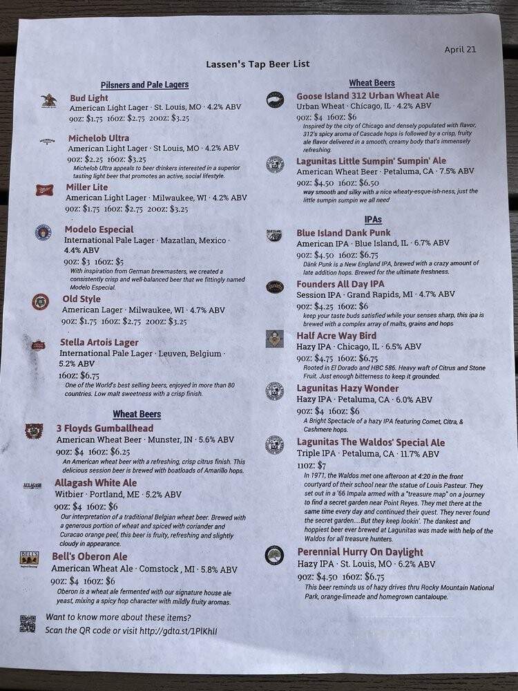 Lassen's Sports Bar & Grill - Homewood, IL menu_pic
