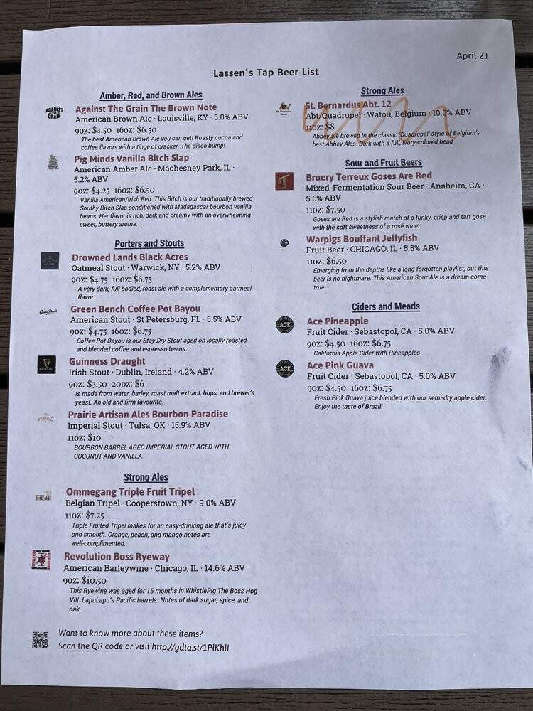 Lassen's Sports Bar & Grill - Homewood, IL menu_pic