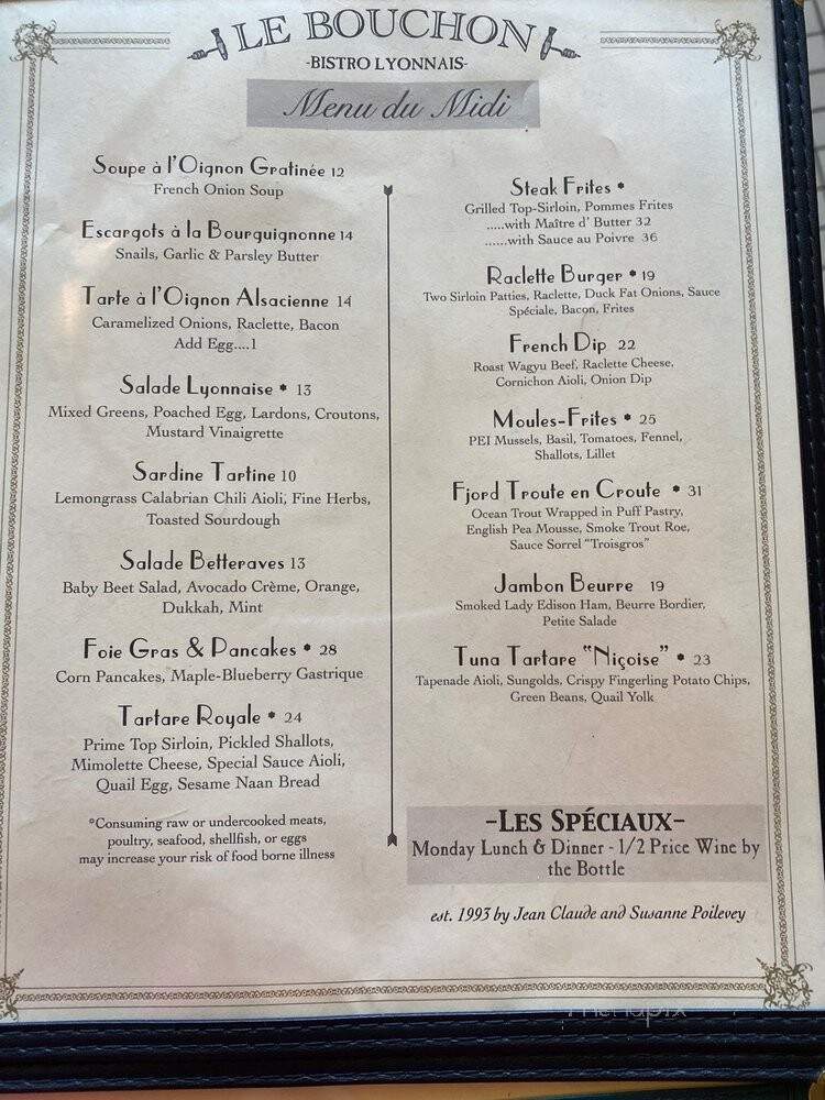 Le Bouchon - Chicago, IL menu_pic