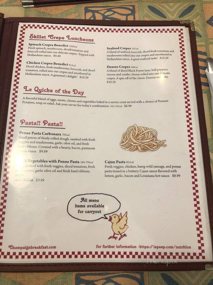 Le Peep - Champaign, IL menu_pic