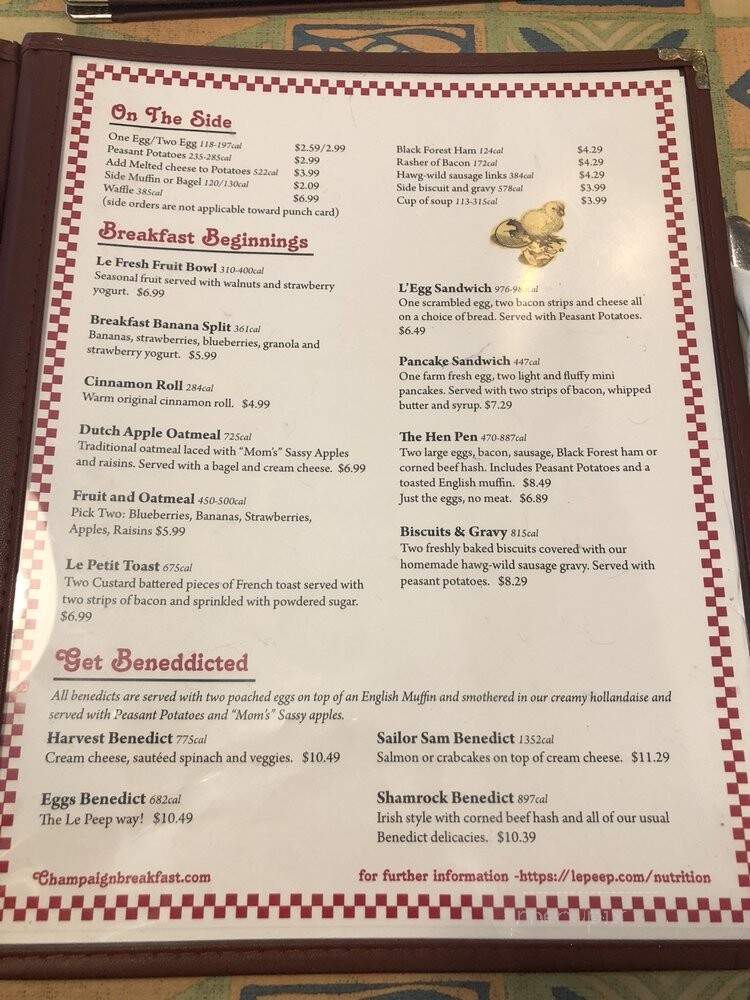 Le Peep - Champaign, IL menu_pic