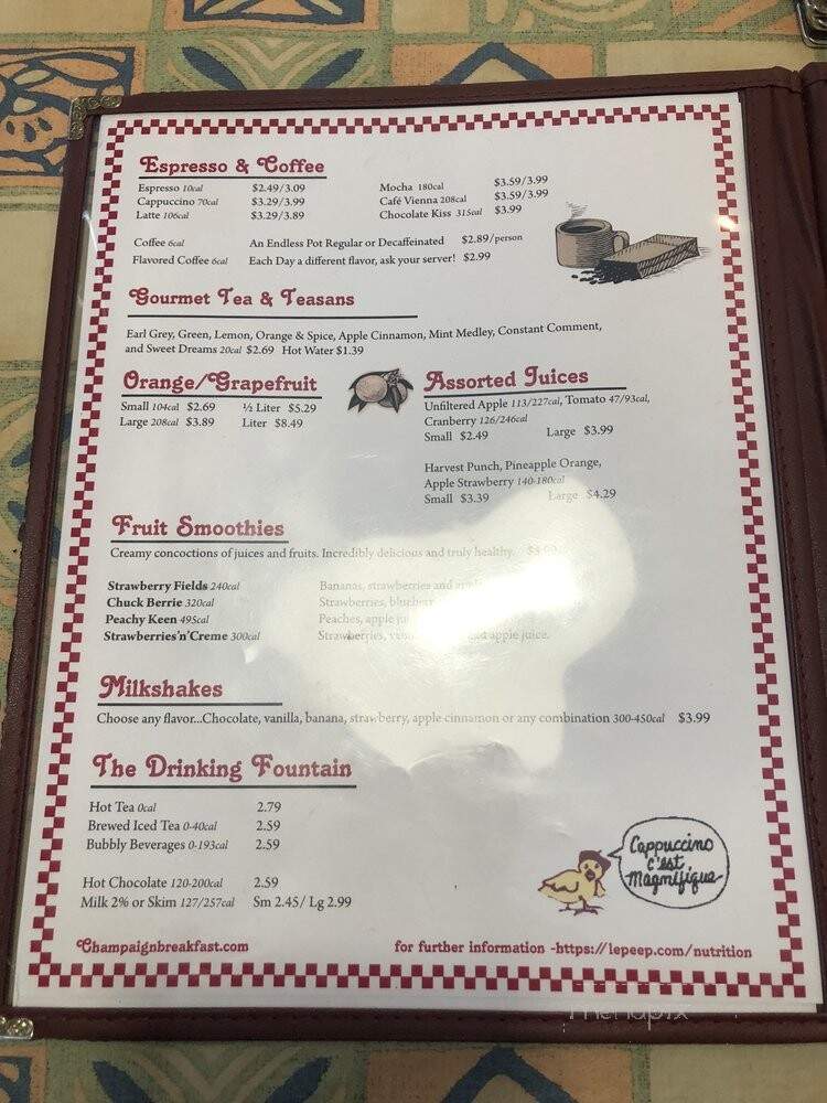 Le Peep - Champaign, IL menu_pic