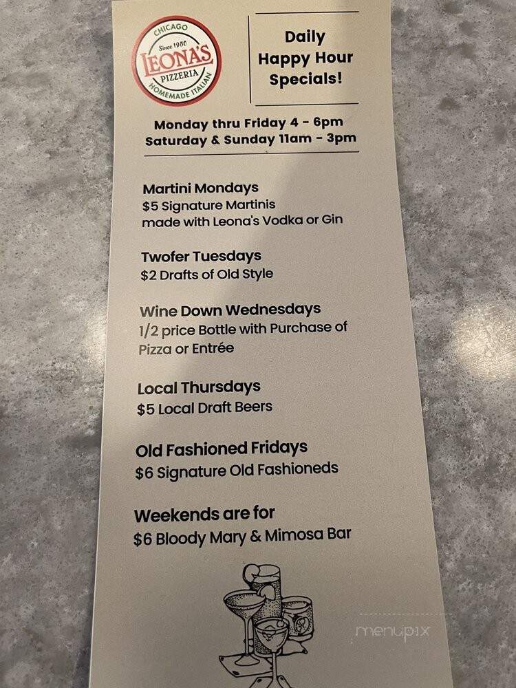 Leona's Pizza Restaurant - Chicago, IL menu_pic