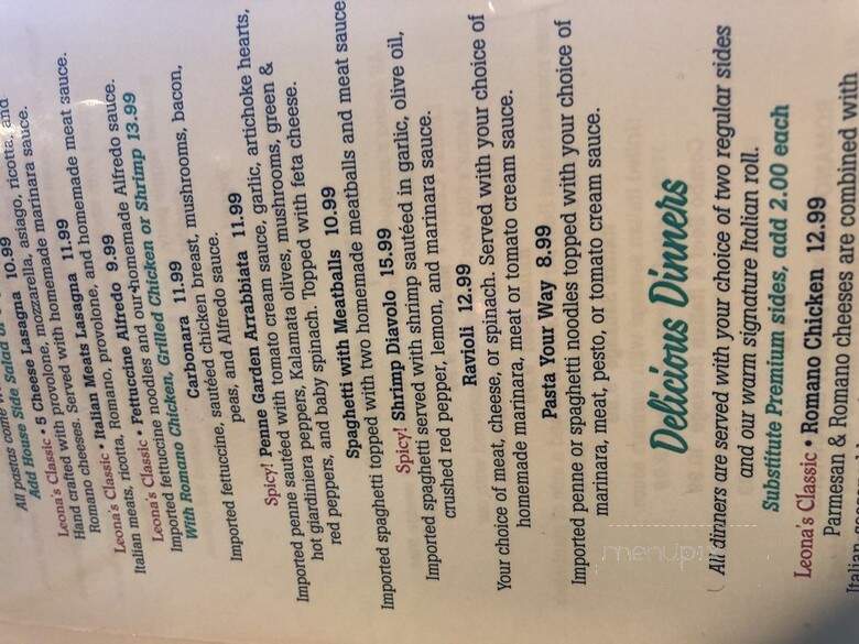 Leona's Restaurant Hyde Park - Chicago, IL menu_pic