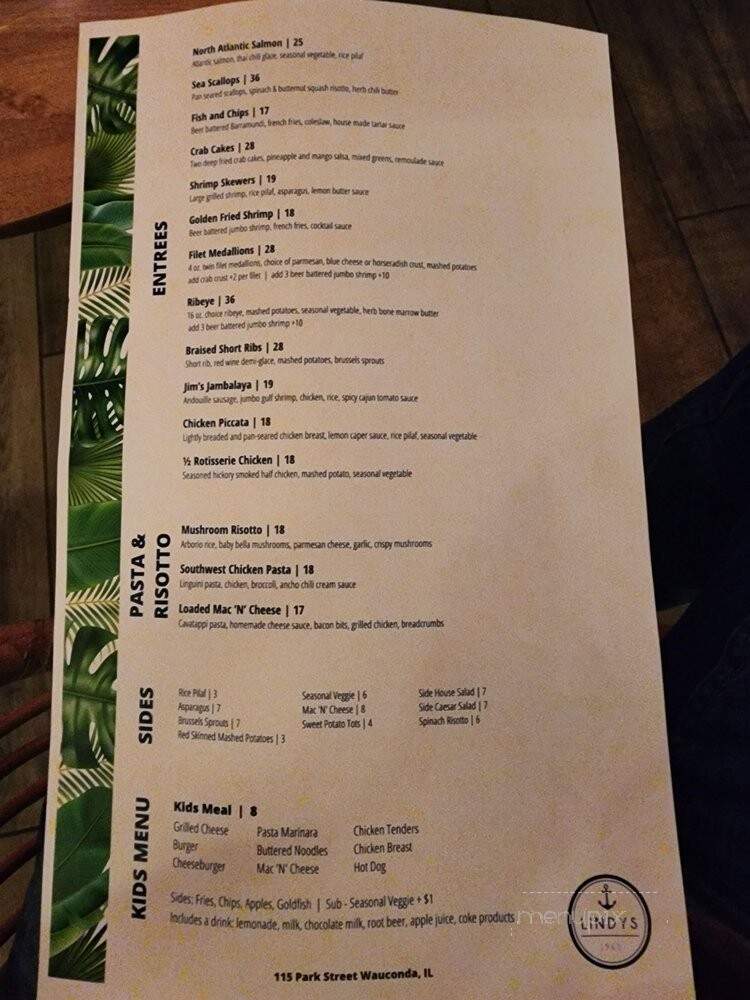 Lindy's - Wauconda, IL menu_pic