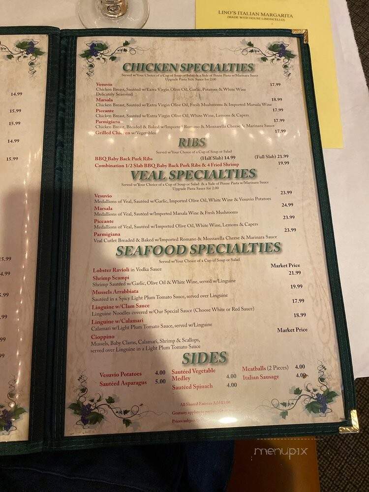 Lino's Ristorante & Pizza - Libertyville, IL menu_pic