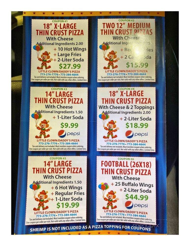 Little Clown Pizza - Chicago, IL menu_pic