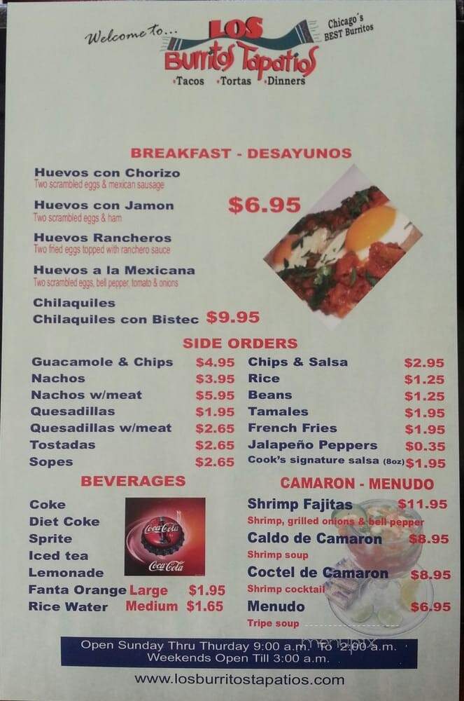Los Burritos Tapatios - Lisle, IL menu_pic