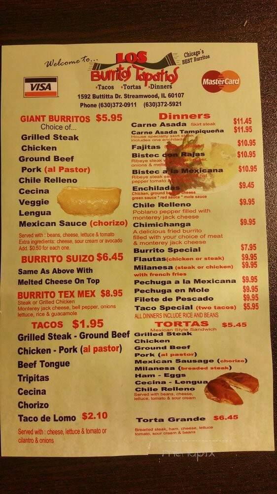 Los Burritos Tapatios Restaurant - Streamwood, IL menu_pic