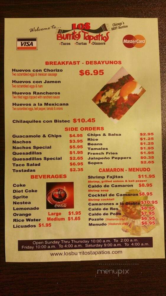 Los Burritos Tapatios Restaurant - Streamwood, IL menu_pic