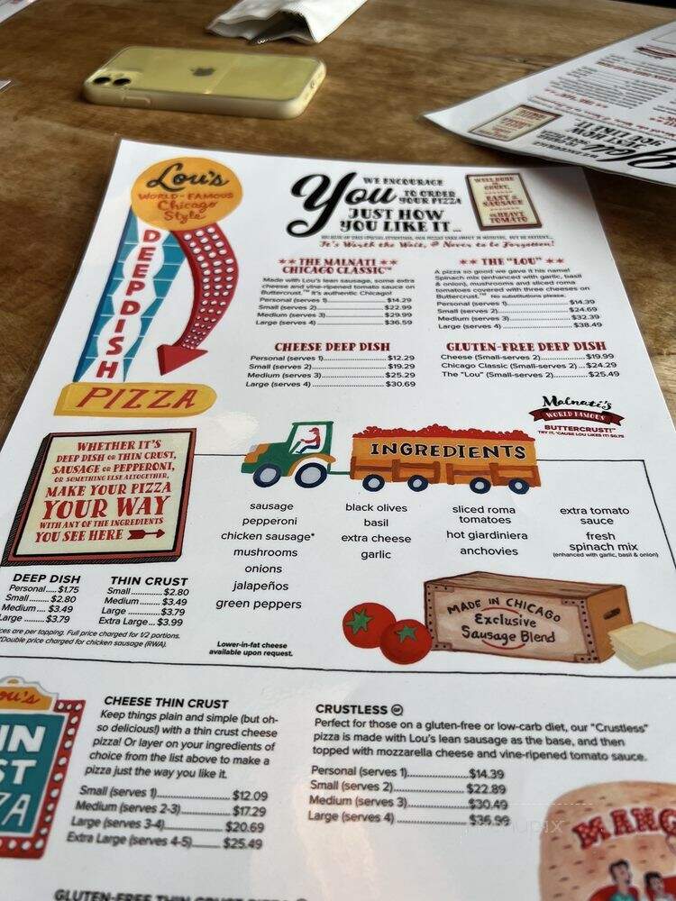 Lou Malnati's Pizza - Chicago, IL menu_pic