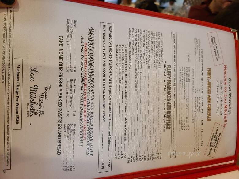 Lou Mitchell's Restaurant - Chicago, IL menu_pic