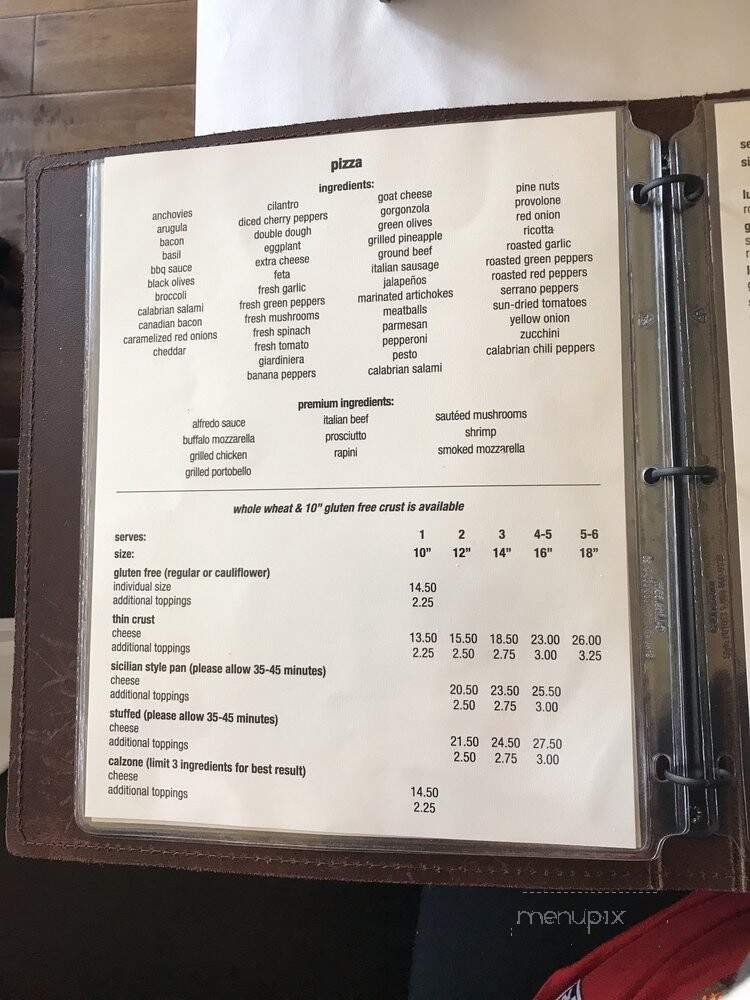 Lucca Pizzeria - La Grange, IL menu_pic