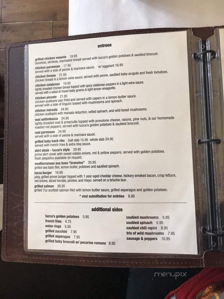 Lucca Pizzeria - La Grange, IL menu_pic