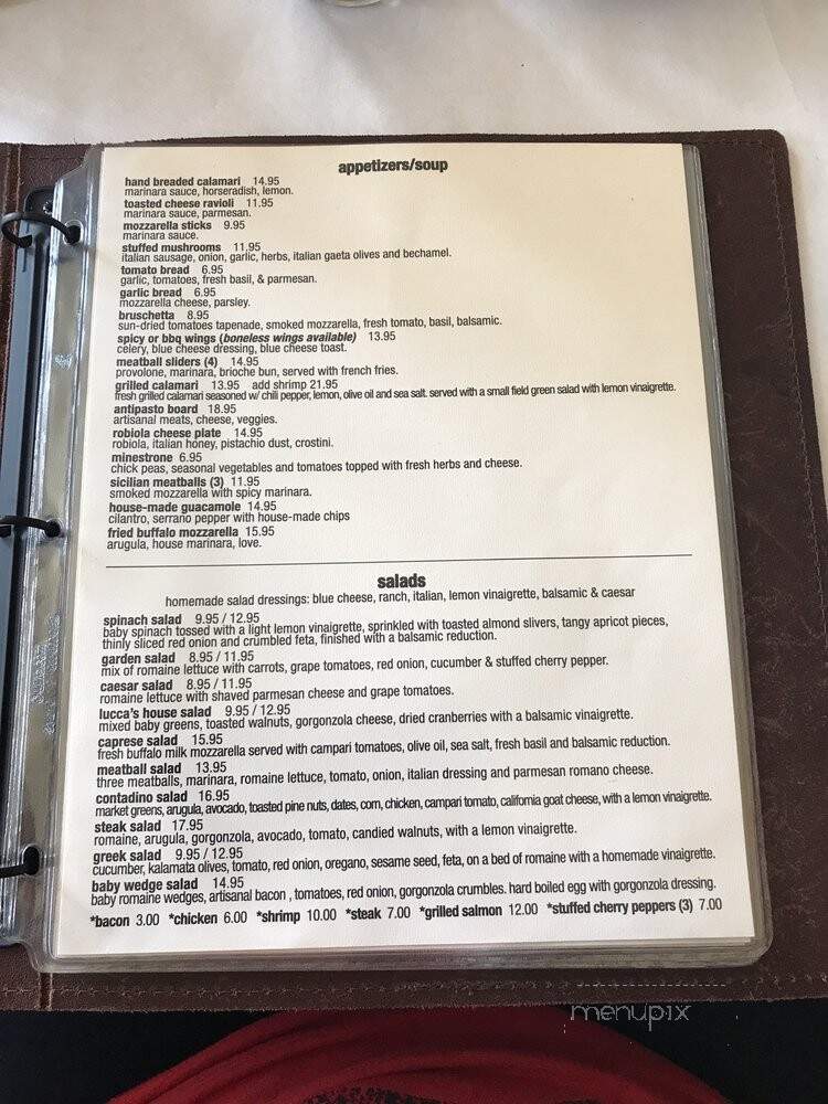 Lucca Pizzeria - La Grange, IL menu_pic