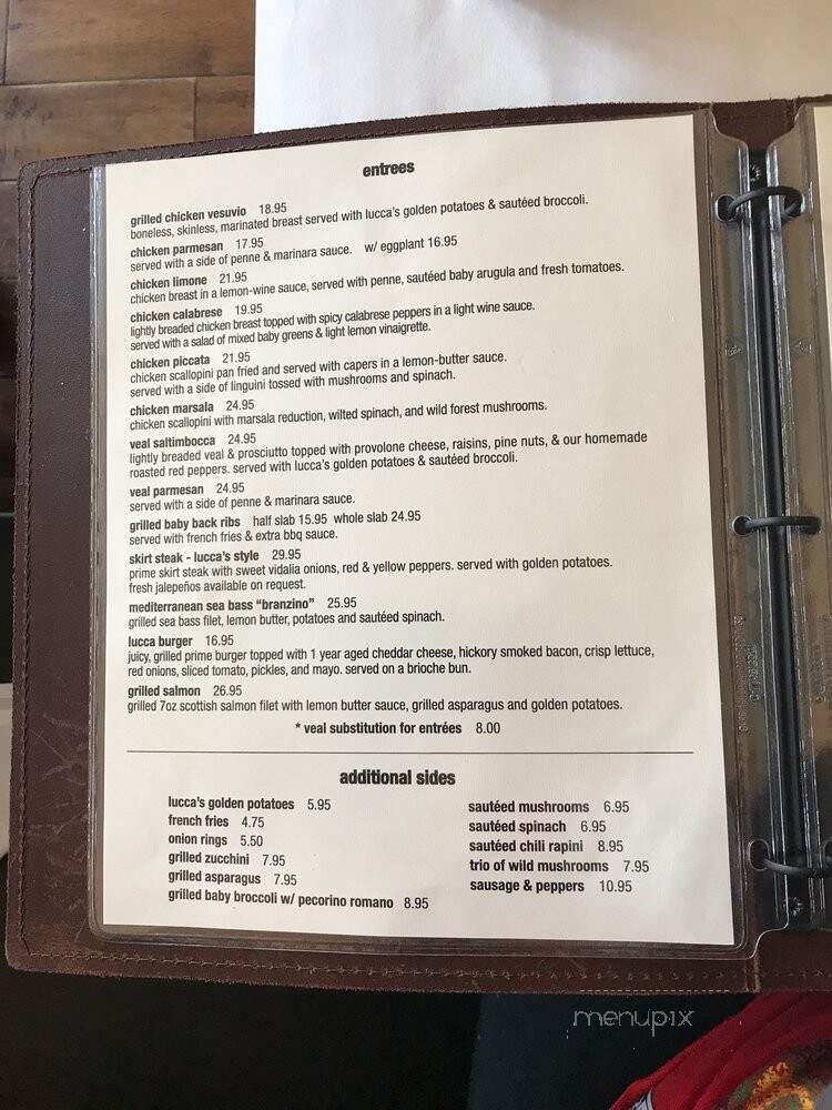Lucca Pizzeria - La Grange, IL menu_pic