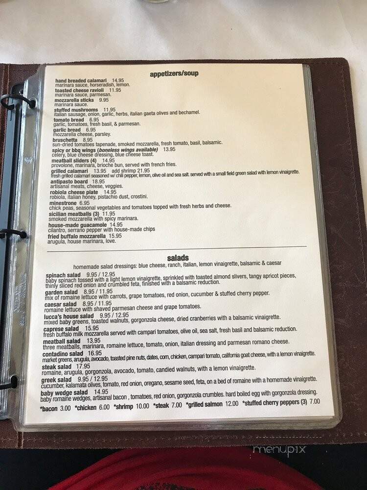 Lucca Pizzeria - La Grange, IL menu_pic