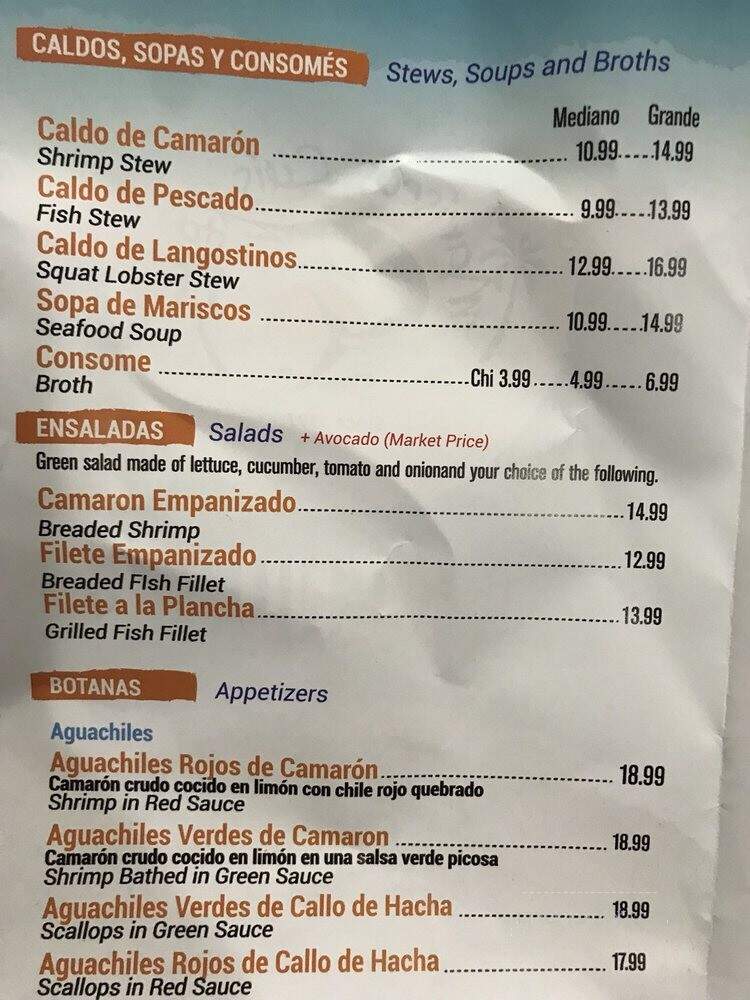 Luis Mariscos Restaurant - Chicago, IL menu_pic