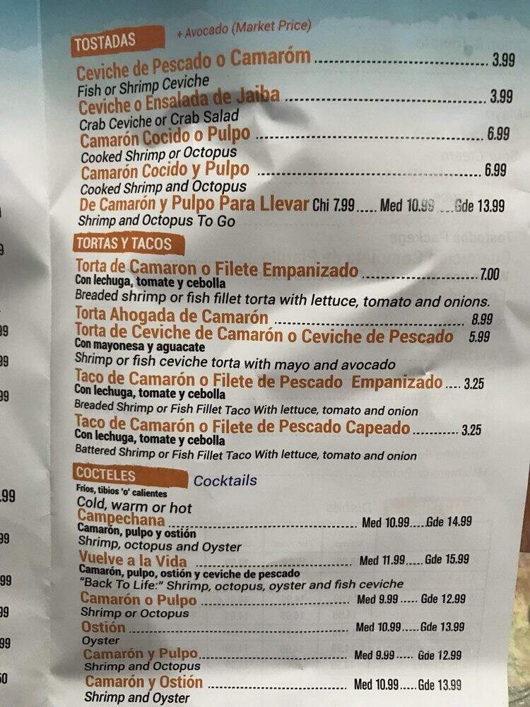Luis Mariscos Restaurant - Chicago, IL menu_pic