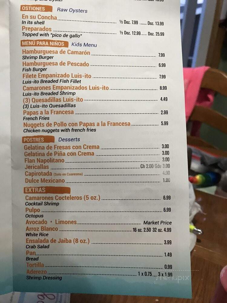 Luis Mariscos Restaurant - Chicago, IL menu_pic