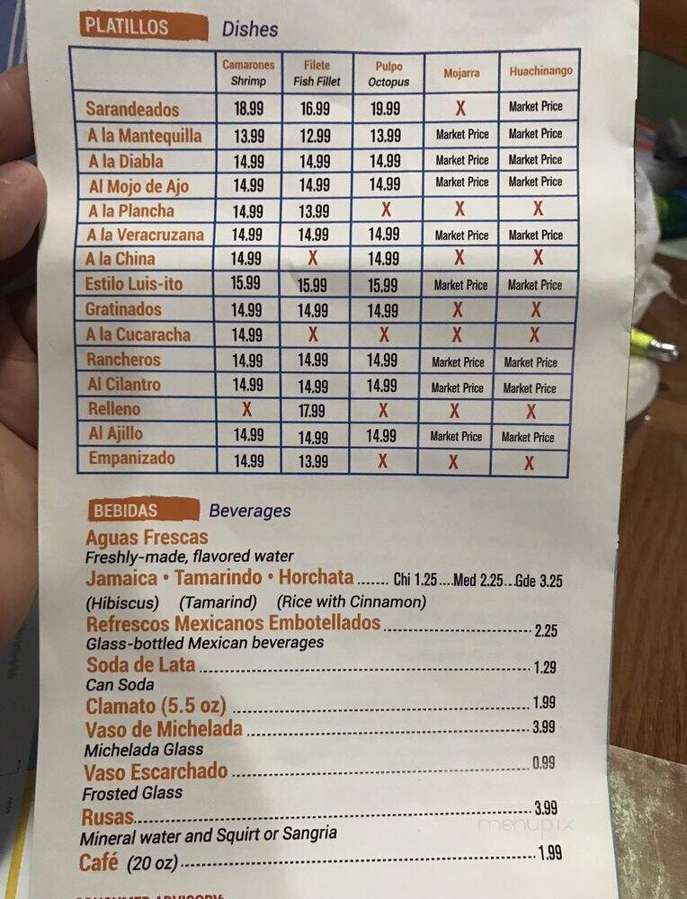 Luis Mariscos Restaurant - Chicago, IL menu_pic