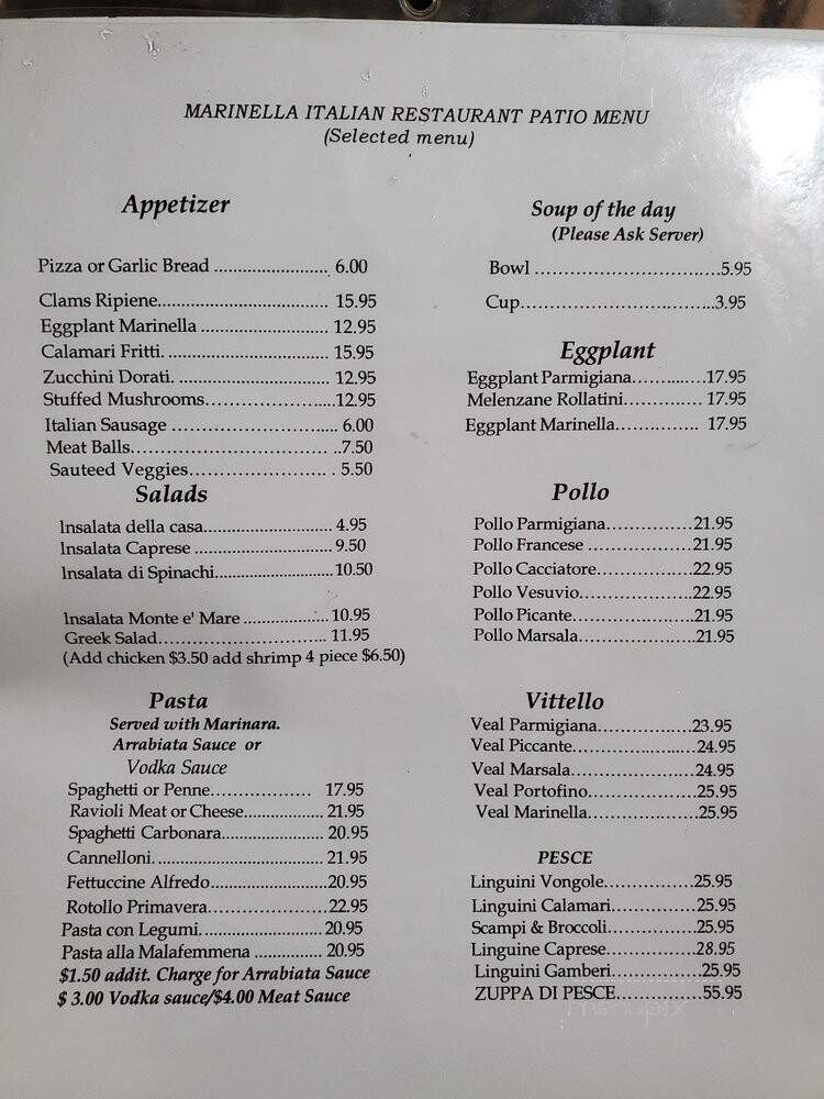 Marinella Italian Restaurant - Glen Ellyn, IL menu_pic