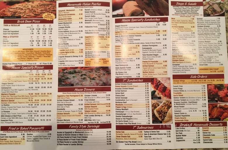 Marino's Pizzeria & Cafe - Wood Dale, IL menu_pic