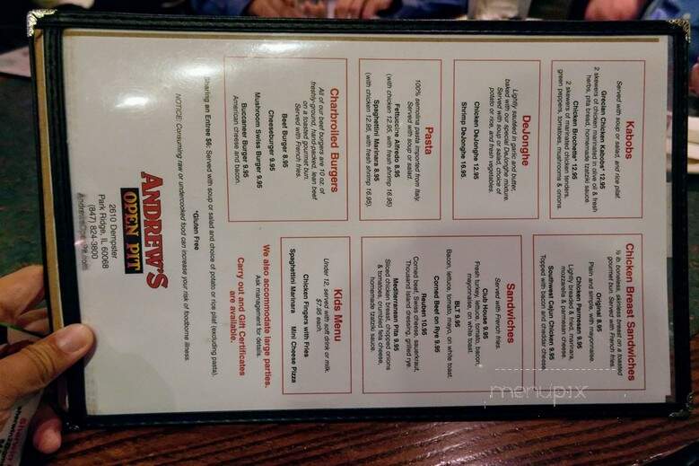 Andrew's Open Pit & Spirit - Park Ridge, IL menu_pic