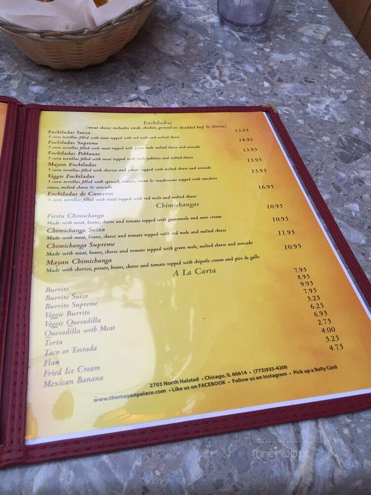 Mayan Palace Mexican Cuisine - Chicago, IL menu_pic