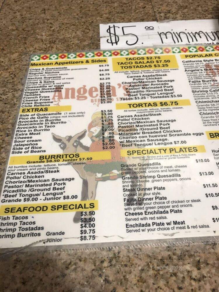 Angela's Burrito Style - Chicago, IL menu_pic