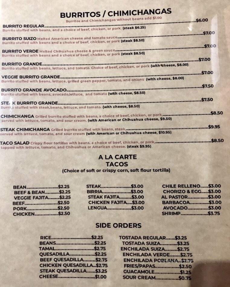 Mexico Uno - Palatine, IL menu_pic