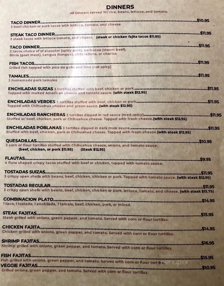 Mexico Uno - Palatine, IL menu_pic