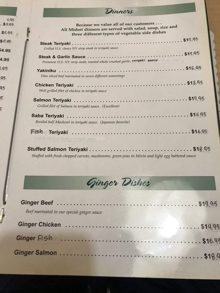 Midori Japanese Restaurant - Chicago, IL menu_pic