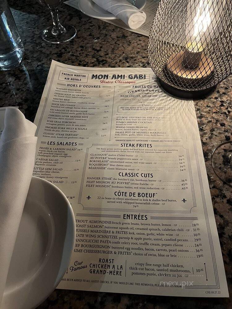 Mon Ami Gabi - Chicago, IL menu_pic
