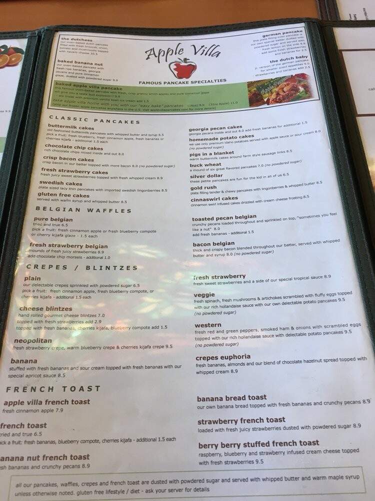 Apple Villa Famous Pancake House - Batavia, IL menu_pic