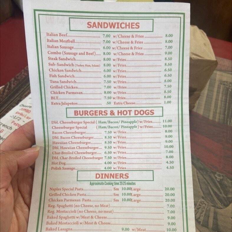 Naples Pizza - Chicago, IL menu_pic