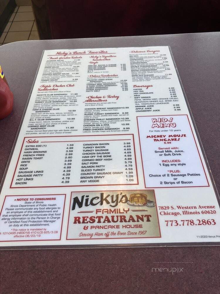 Nicky's Restaurant - Chicago, IL menu_pic