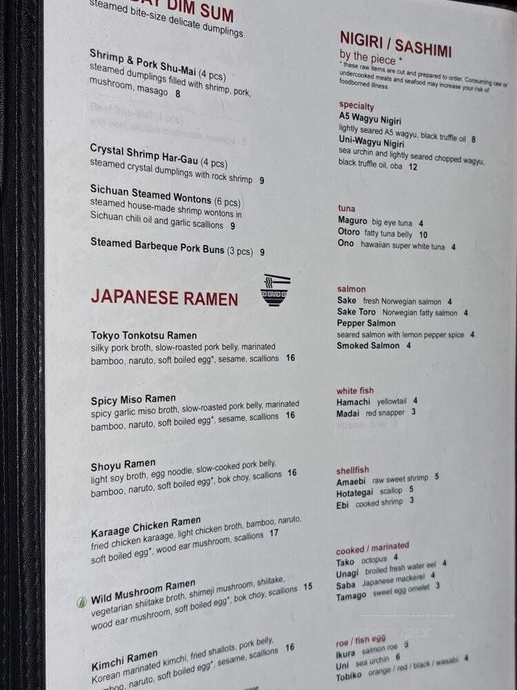 Niu Japenese Fusion Lounge - Chicago, IL menu_pic
