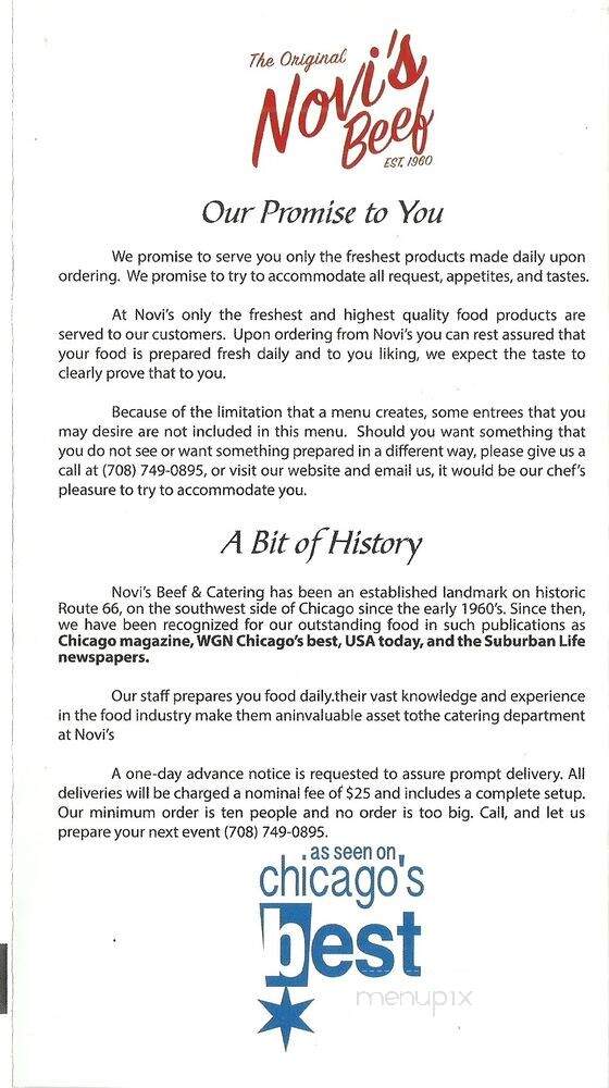 Novi's Beef - Berwyn, IL menu_pic