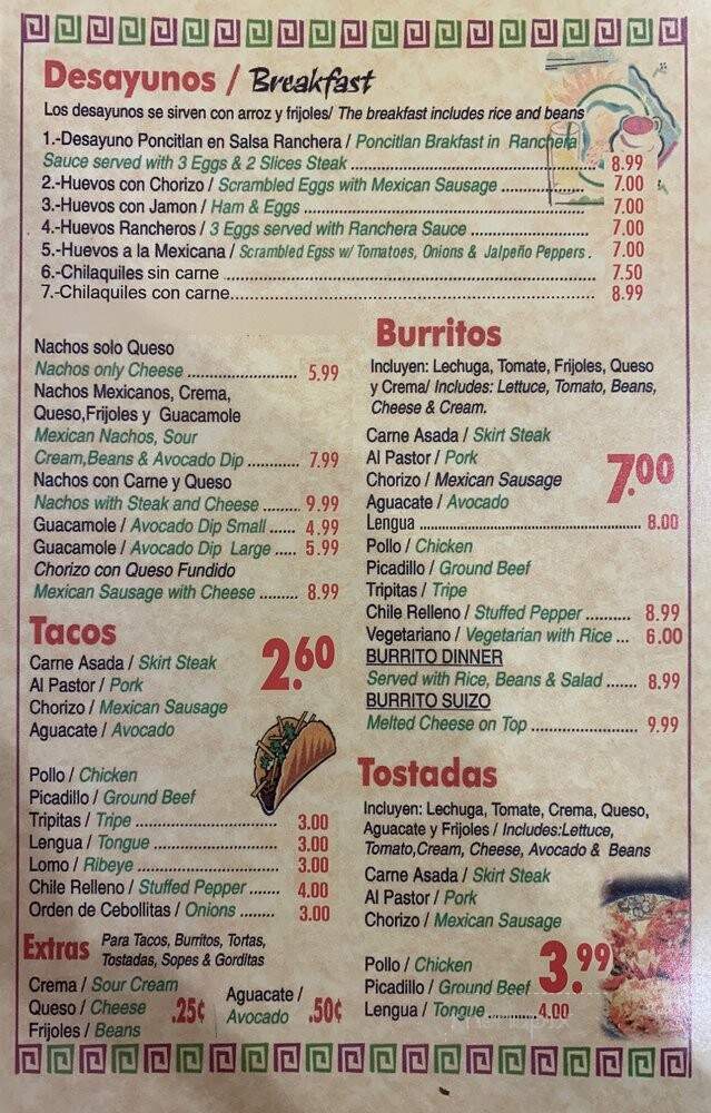 Nuevo Bonaitlan - Berwyn, IL menu_pic