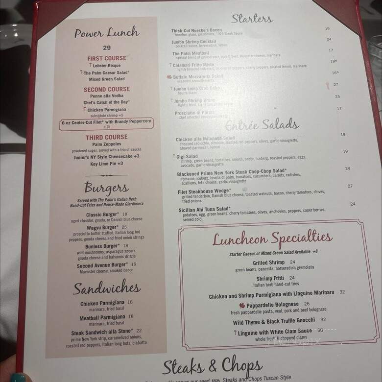 Palm Restaurant - Chicago, IL menu_pic