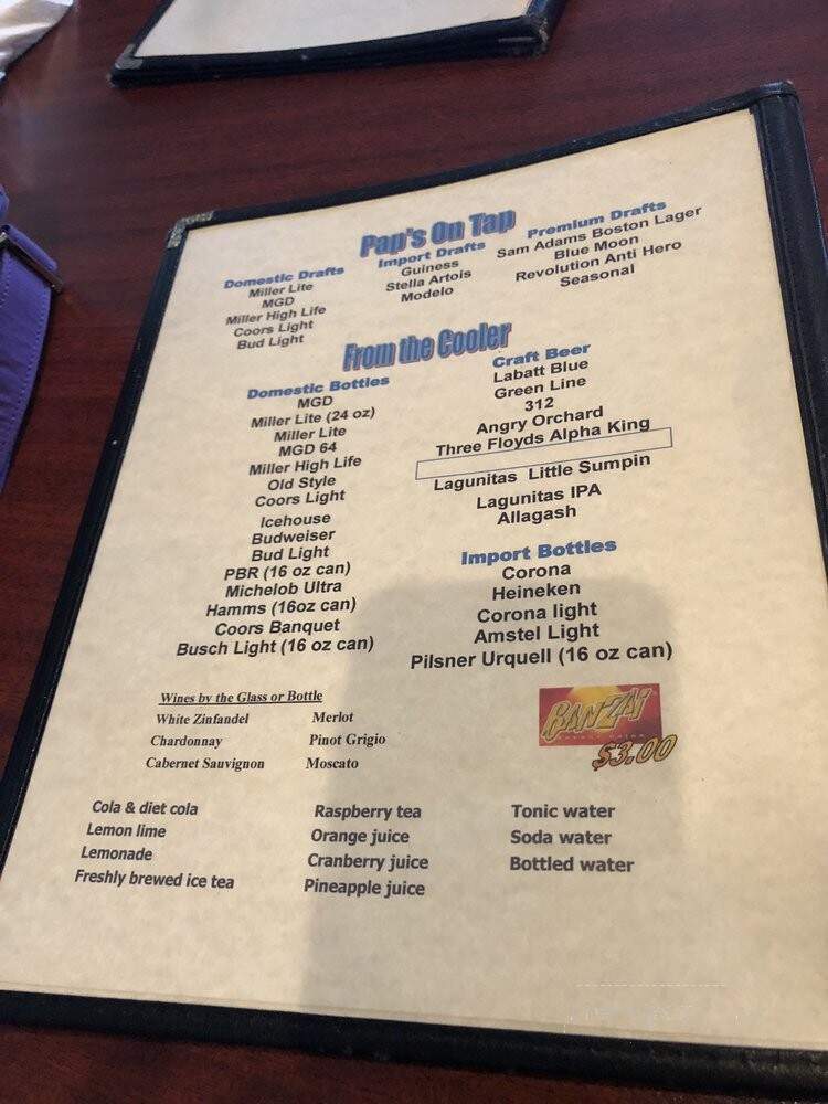 Pap's Ultimate Bar & Grill - Mount Prospect, IL menu_pic